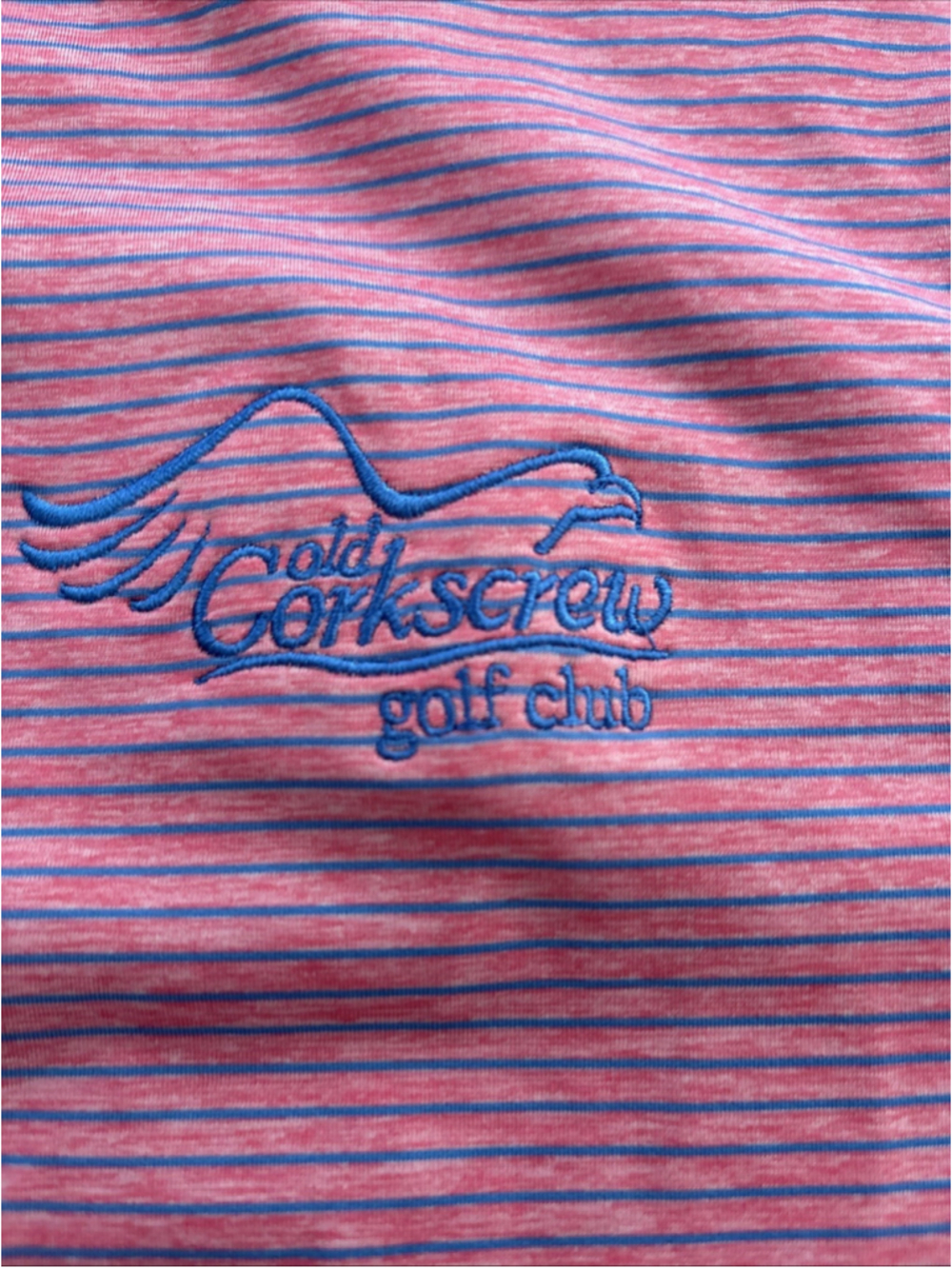 old corkscrew golf footjoy men’s polo pink/blue stripe L - Picture 3 of 8